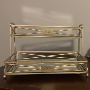 Chic Gold Metal Two Tier Dresser/ Table Shelf